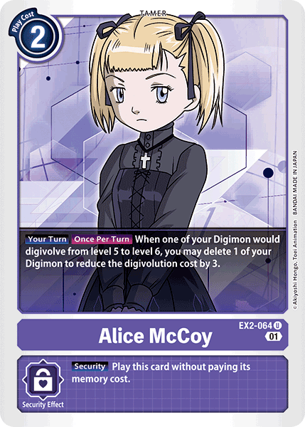 Digital Hazard, EX2-064, Purple, Tamer, Uncommon Alice McCoy [EX2-064] [Digital Hazard] - Trading Card World