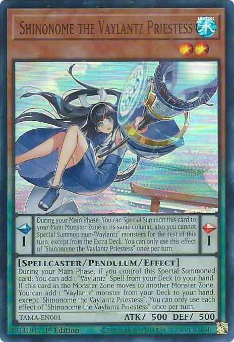 1st Edition, Pendulum/Effect Monster, Spellcaster, Tactical Masters, Ultra Rare, Water Shinonome the Vaylantz Priestess [TAMA-EN001] Ultra Rare - Trading Card World