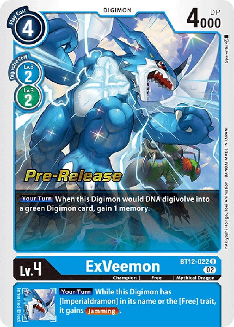 Across Time Pre-Release Cards, Blue, BT12-022, Champion, Digimon, Free, Mythical Dragon, Uncommon ExVeemon [BT12-022] [Across Time Pre-Release Cards] - Trading Card World