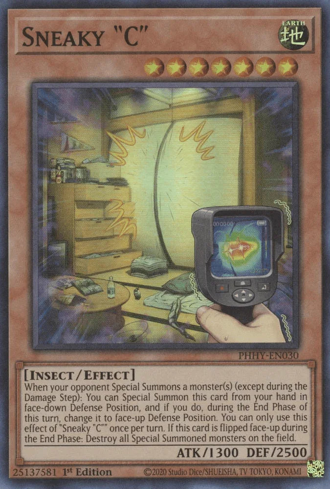 1st Edition, Earth, Effect Monster, Insect, Photon Hypernova, Super Rare Sneaky "C" [PHHY-EN030] Super Rare - Trading Card World