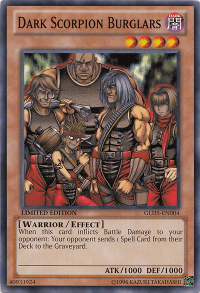 Common, Dark, Effect Monster, Gold Series: Haunted Mine, Limited, Warrior Dark Scorpion Burglars [GLD5-EN004] Common - Trading Card World