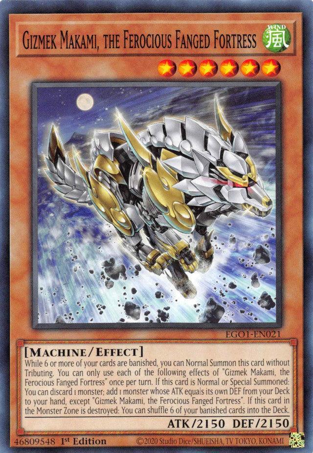 1st Edition, Common, Effect Monster, Egyptian God Deck: Obelisk the Tormentor, Machine, Wind Gizmek Makami, the Ferocious Fanged Fortress [EGO1-EN021] Common - Trading Card World