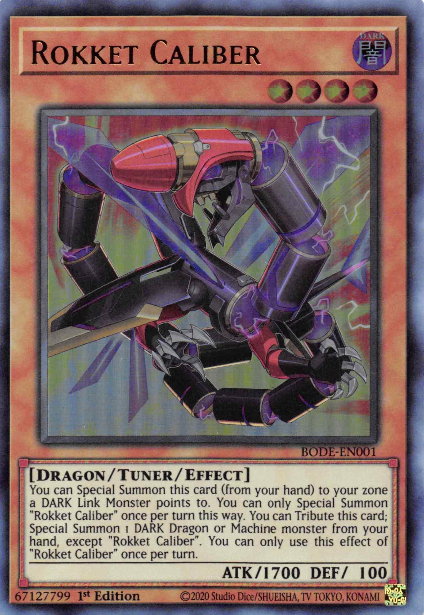 1st Edition, Burst of Destiny, Dark, Dragon, Tuner/Effect Monster, Ultra Rare Rokket Caliber [BODE-EN001] Ultra Rare - Trading Card World