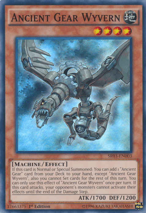 1st Edition, Earth, Effect Monster, Machine, Structure Deck: Machine Reactor, Super Rare, Unlimited Ancient Gear Wyvern [SR03-EN003] Super Rare - Trading Card World