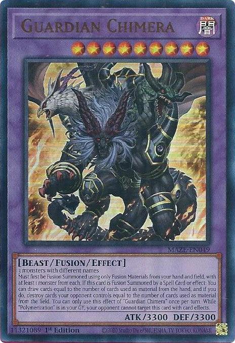 1st Edition, Beast, Dark, Fusion/Effect Monster, Maze of Memories, Ultra Rare Guardian Chimera [MAZE-EN049] Ultra Rare - Trading Card World