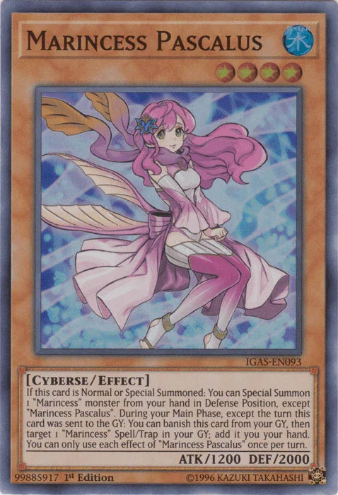 1st Edition, Cyberse, Effect Monster, Ignition Assault, Super Rare, Unlimited, Water Marincess Pascalus [IGAS-EN093] Super Rare - Trading Card World