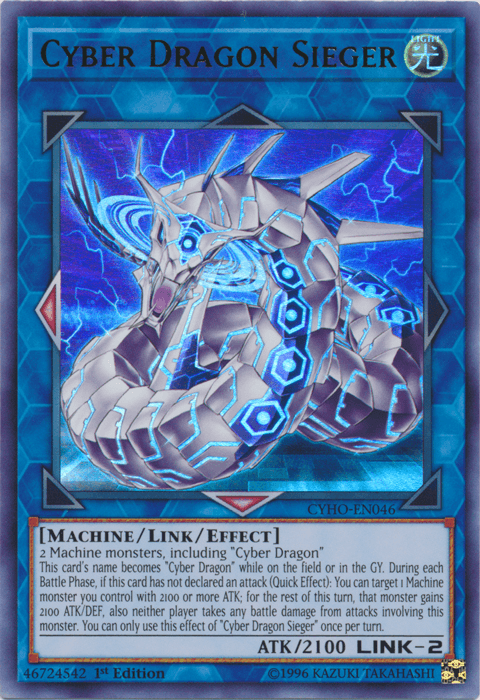 1st Edition, Cybernetic Horizon, Light, Link/Effect Monster, Machine, Ultra Rare, Unlimited Cyber Dragon Sieger [CYHO-EN046] Ultra Rare - Trading Card World