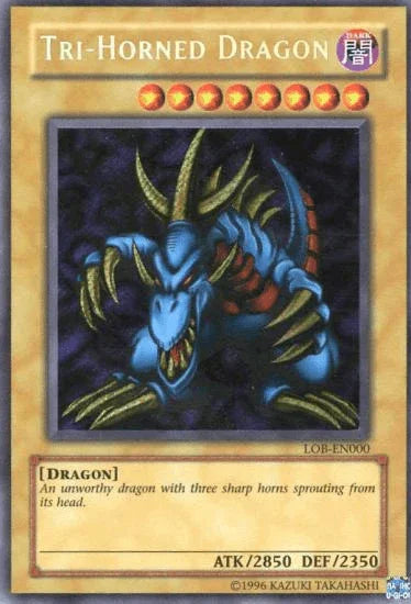 Dark, Dragon, Normal Monster, Secret Rare, The Legend of Blue Eyes White Dragon, Unlimited Tri-Horned Dragon [LOB-EN000] Secret Rare - Trading Card World
