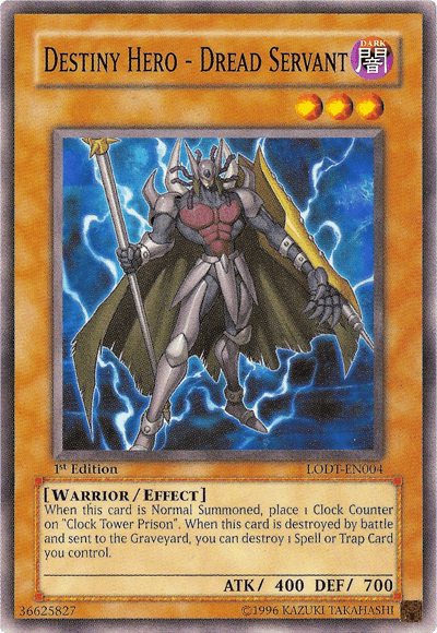 1st Edition, Common, Dark, Effect Monster, Light of Destruction, Unlimited, Warrior Destiny Hero - Dread Servant [LODT-EN004] Common - Trading Card World