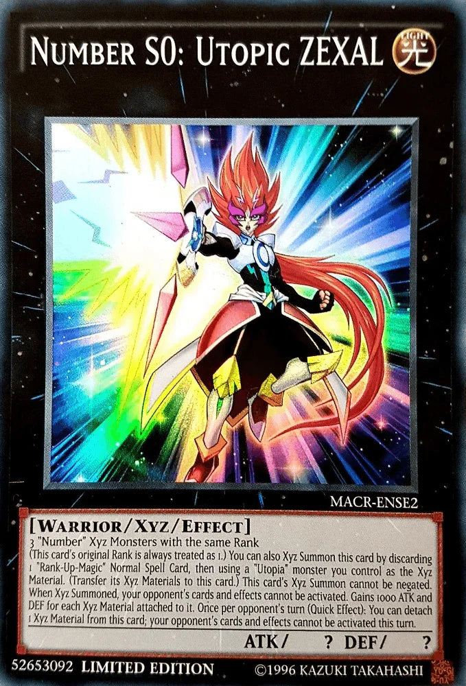 Light, Limited, Maximum Crisis, Super Rare, Warrior, Xyz/Effect Monster Number S0: Utopic ZEXAL [MACR-ENSE2] Super Rare - Trading Card World