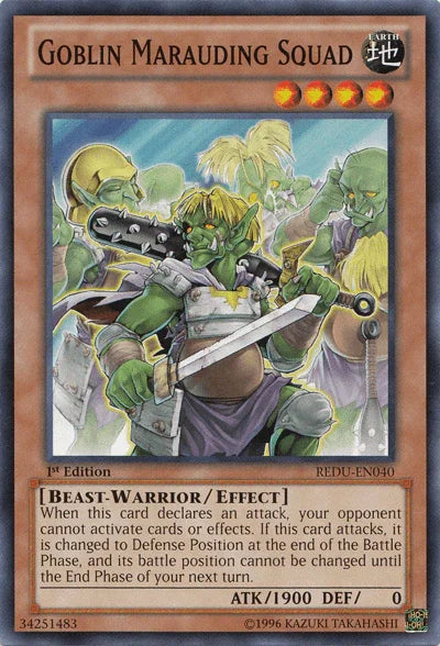 1st Edition, Beast-Warrior, Common, Earth, Effect Monster, Return of the Duelist, Unlimited Goblin Marauding Squad [REDU-EN040] Common - Trading Card World