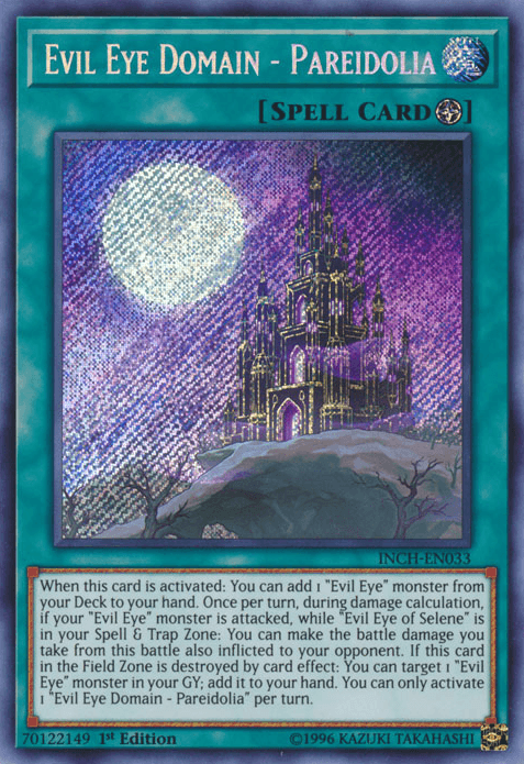 1st Edition, Field Spell, Secret Rare, Spell, The Infinity Chasers Evil Eye Domain - Pareidolia [INCH-EN033] Secret Rare - Trading Card World