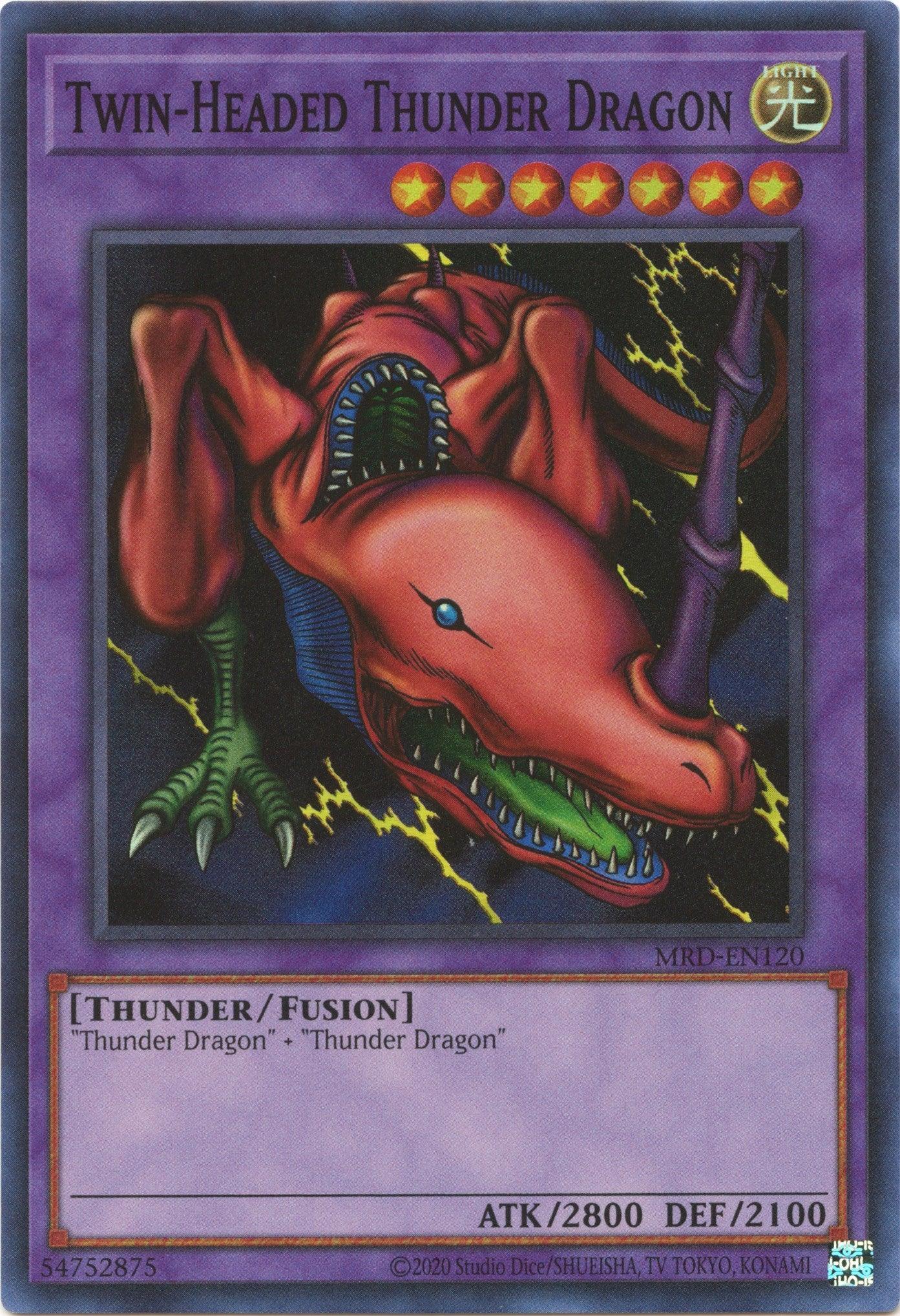 Fusion Monster, Light, Metal Raiders (25th Anniversary Edition), Super Rare, Thunder, Unlimited Twin-Headed Thunder Dragon (25th Anniversary) [MRD-EN120] Super Rare - Trading Card World