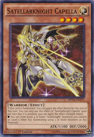 1st Edition, 2015 Mega-Tins Mega Pack, Common, Effect Monster, Light, Warrior Satellarknight Capella [MP15-EN212] Common - Trading Card World