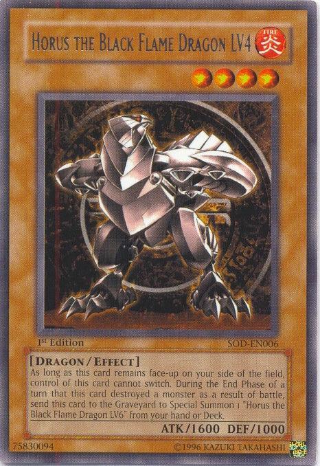 1st Edition, Dragon, Effect Monster, Fire, Rare, Soul of the Duelist, Unlimited Horus The Black Flame Dragon LV4 [SOD-EN006] Rare - Trading Card World
