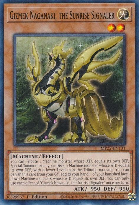 1st Edition, 2022 Tin of the Pharaoh's Gods, Common, Effect Monster, Light, Machine Gizmek Naganaki, the Sunrise Signaler [MP22-EN131] Common - Trading Card World