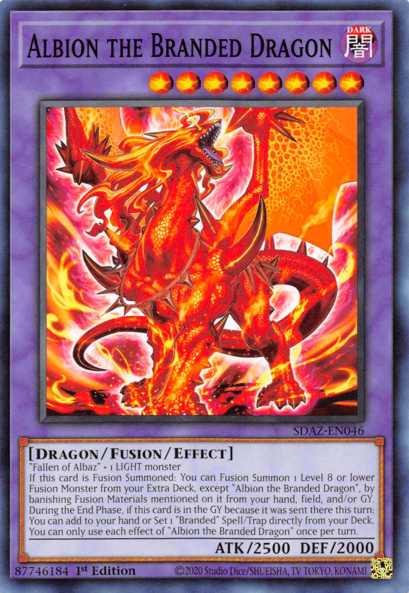 1st Edition, Common, Dark, Dragon, Fusion/Effect Monster, Structure Deck: Albaz Strike Albion the Branded Dragon [SDAZ-EN046] Common - Trading Card World