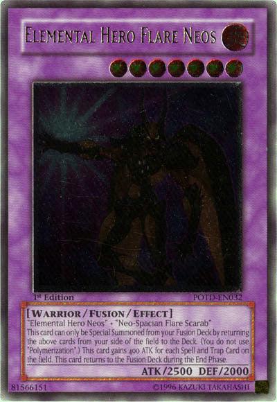 1st Edition, Fire, Fusion/Effect Monster, Power of the Duelist, Ultimate Rare, Unlimited, Warrior Elemental Hero Flare Neos [POTD-EN032] Ultimate Rare - Trading Card World