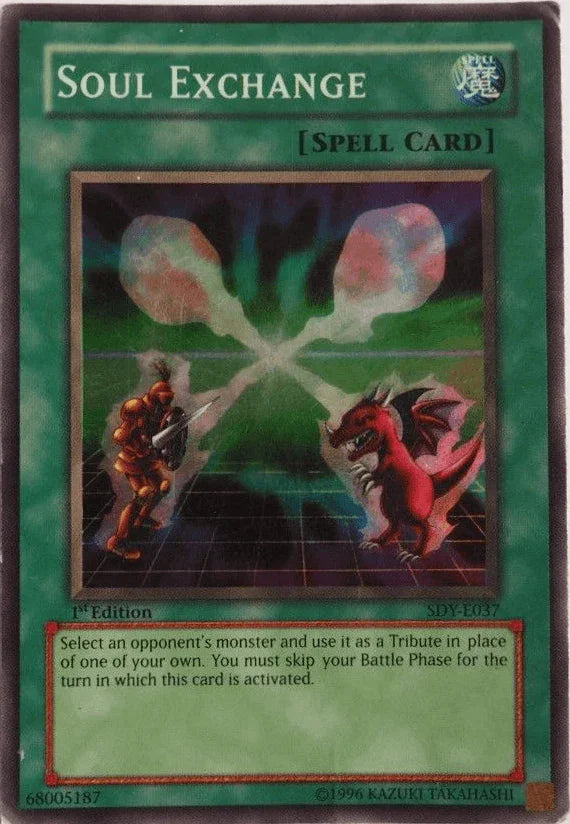 1st Edition, Normal Spell, Spell, Starter Deck: Yugi, Super Rare, Unlimited Soul Exchange [SDY-E037] Super Rare - Trading Card World