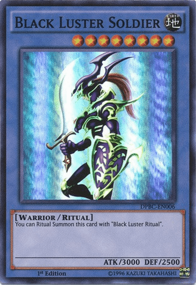 1st Edition, Duelist Pack: Battle City, Earth, Ritual Monster, Super Rare, Warrior Black Luster Soldier [DPBC-EN006] Super Rare - Trading Card World