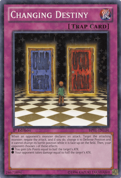 1st Edition, Battle Pack: Epic Dawn, Normal Trap, Starfoil Rare, Trap, Unlimited Changing Destiny [BP01-EN104] Starfoil Rare - Trading Card World