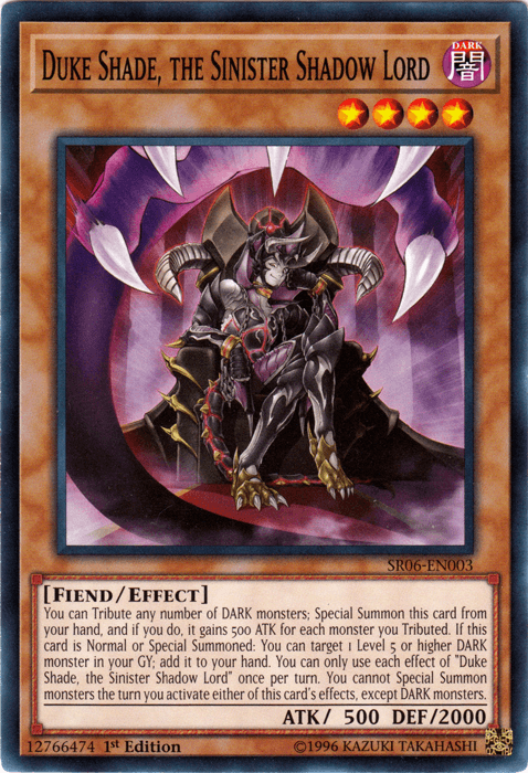 1st Edition, Common, Dark, Effect Monster, Fiend, Structure Deck: Lair of Darkness Duke Shade, the Sinister Shadow Lord [SR06-EN003] Common - Trading Card World