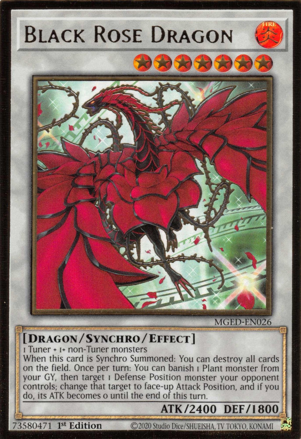 1st Edition, Dragon, Fire, Gold Rare, Maximum Gold: El Dorado, Synchro/Effect Monster Black Rose Dragon (Alternate Art) [MGED-EN026] Gold Rare - Trading Card World