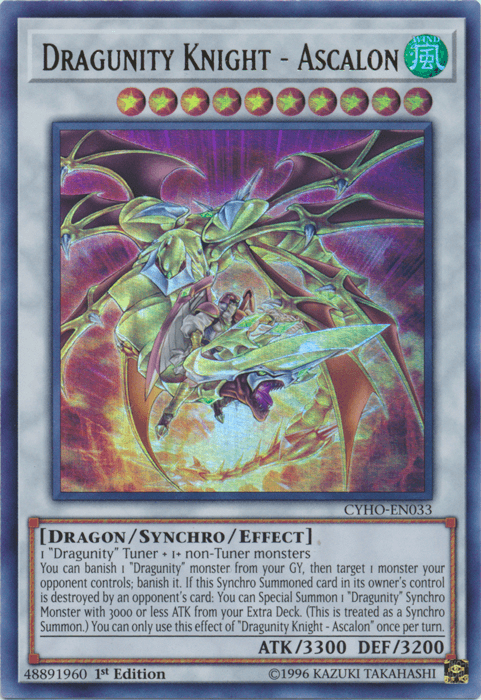 1st Edition, Cybernetic Horizon, Dragon, Synchro/Effect Monster, Ultra Rare, Unlimited, Wind Dragunity Knight - Ascalon [CYHO-EN033] Ultra Rare - Trading Card World