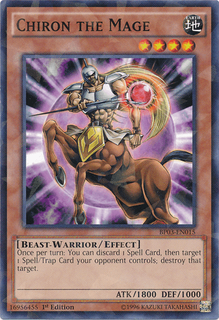 1st Edition, Battle Pack 3: Monster League, Beast-Warrior, Earth, Effect Monster, Shatterfoil Rare Chiron the Mage [BP03-EN015] Shatterfoil Rare - Trading Card World