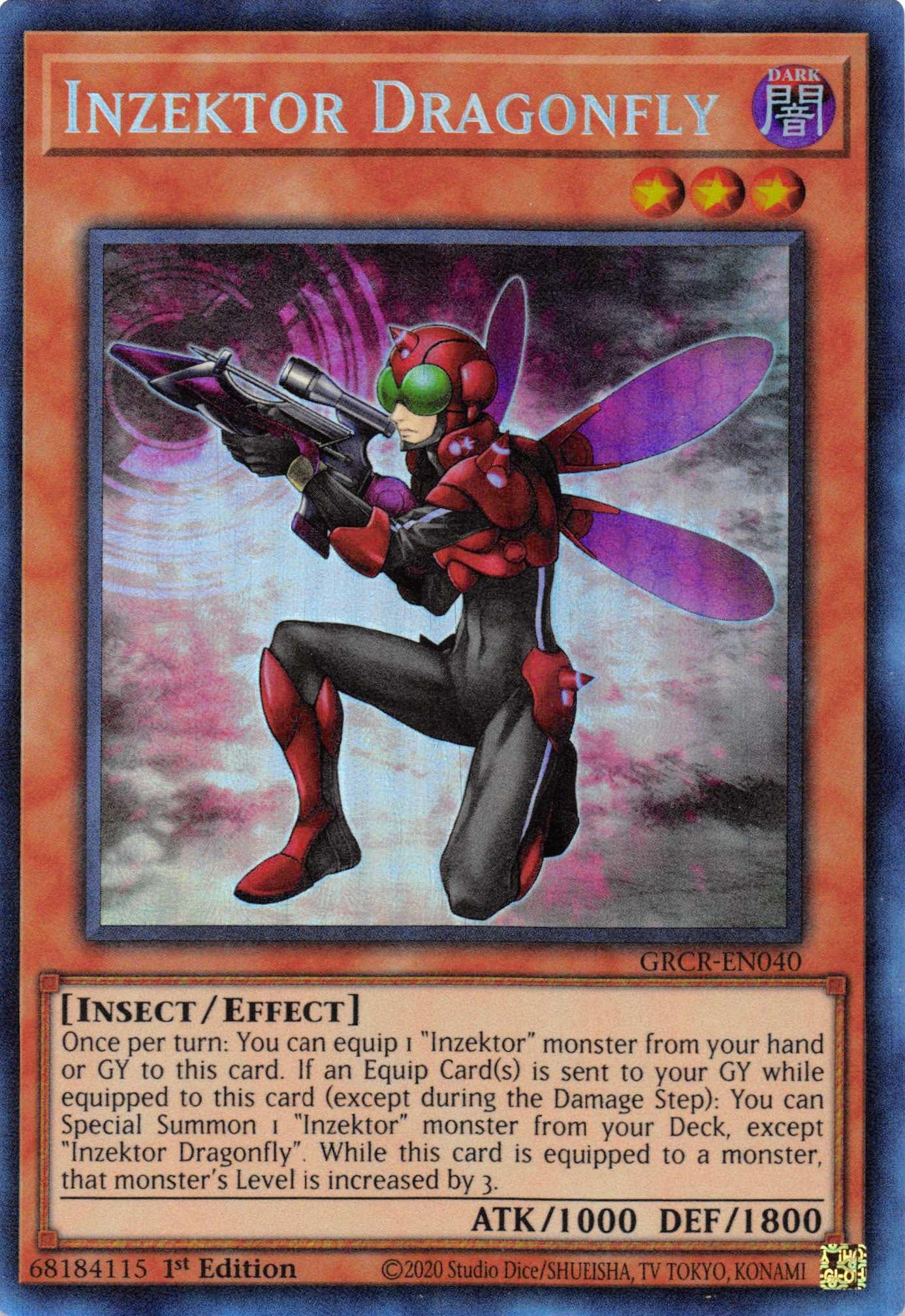 1st Edition, Collector's Rare, Dark, Effect Monster, Insect, The Grand Creators Inzektor Dragonfly [GRCR-EN040] Collector's Rare - Trading Card World