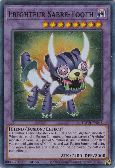 1st Edition, Dark, Fiend, Fusion/Effect Monster, Super Rare, Toon Chaos, Unlimited Frightfur Sabre-Tooth [TOCH-EN048] Super Rare - Trading Card World