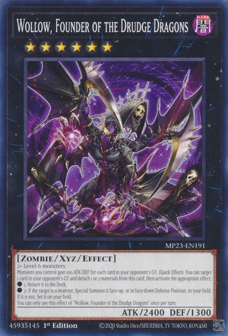 1st Edition, Common, Dark, Dueling Heroes Collectors Tin - Mega Pack (25th Anniversary Edition), Xyz/Effect Monster, Zombie Wollow, Founder of the Drudge Dragons [MP23-EN191] Common - Trading Card World