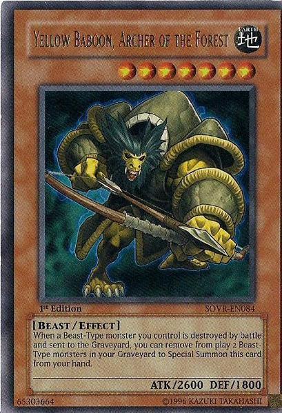 1st Edition, Beast, Earth, Effect Monster, Stardust Overdrive, Ultra Rare, Unlimited Yellow Baboon, Archer of the Forest [SOVR-EN084] Ultra Rare - Trading Card World