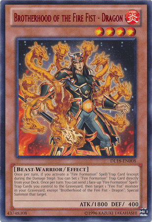 Beast-Warrior, Duelist League Promo, Effect Monster, Fire, Rare, Unlimited Brotherhood of the Fire Fist - Dragon (Red) [DL18-EN008] Rare - Trading Card World