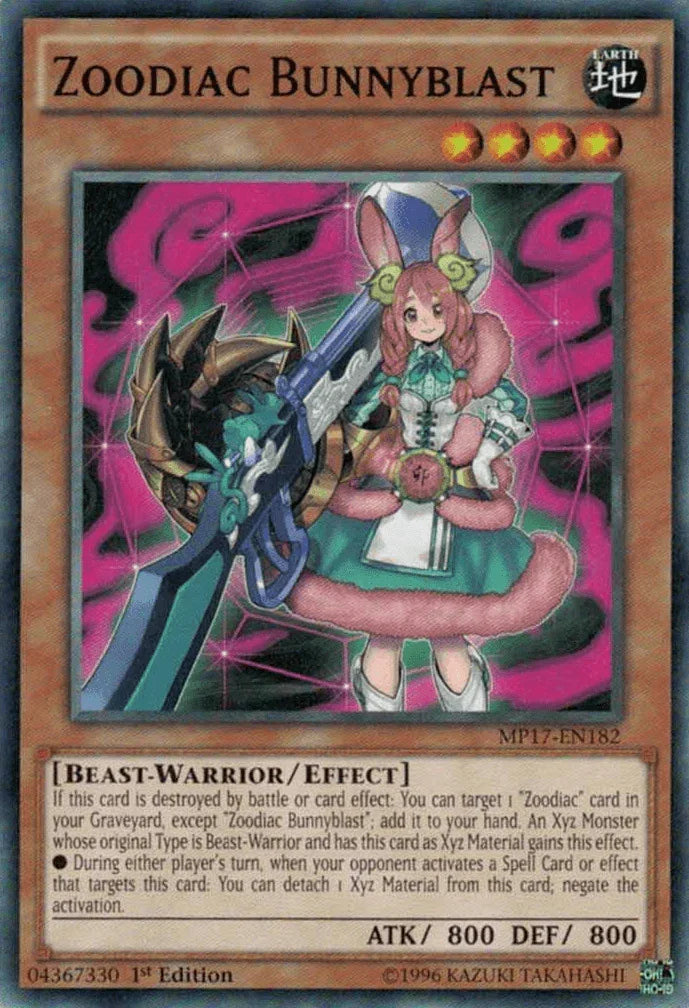 1st Edition, 2017 Mega-Tins Mega Pack, Beast-Warrior, Common, Earth, Effect Monster Zoodiac Bunnyblast [MP17-EN182] Common - Trading Card World
