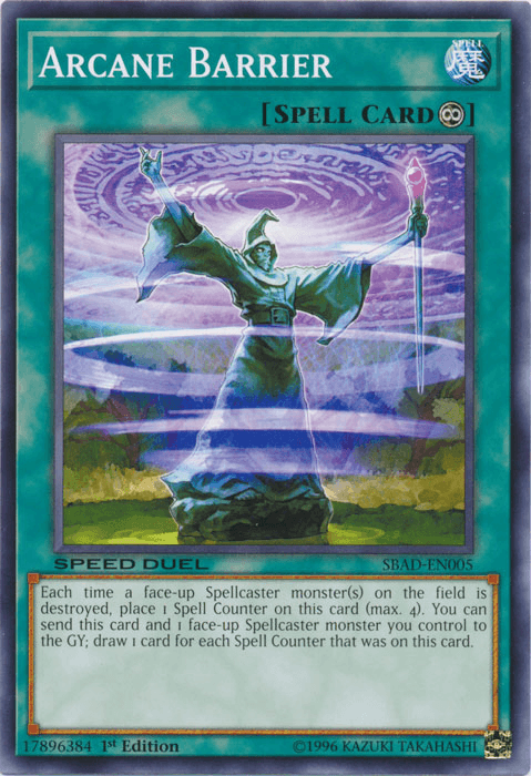 1st Edition, Common, Continuous Spell, Speed Duel: Attack from the Deep, Spell Arcane Barrier [SBAD-EN005] Common - Trading Card World