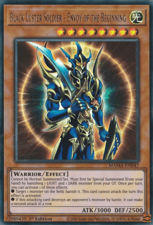 1st Edition, Effect Monster, Light, Magnificent Mavens, Ultra Rare, Warrior Black Luster Soldier - Envoy of the Beginning [MAMA-EN047] Ultra Rare - Trading Card World