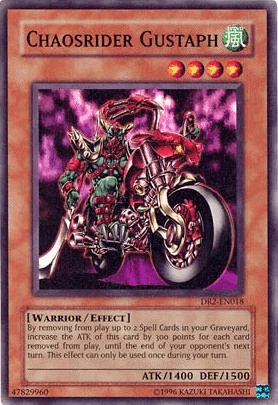 Dark Revelation Volume 2, Effect Monster, Super Rare, Unlimited, Warrior, Wind Chaosrider Gustaph [DR2-EN018] Super Rare - Trading Card World