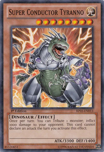 1st Edition, Battle Pack: Epic Dawn, Dinosaur, Effect Monster, Light, Starfoil Rare, Unlimited Super Conductor Tyranno [BP01-EN013] Starfoil Rare - Trading Card World