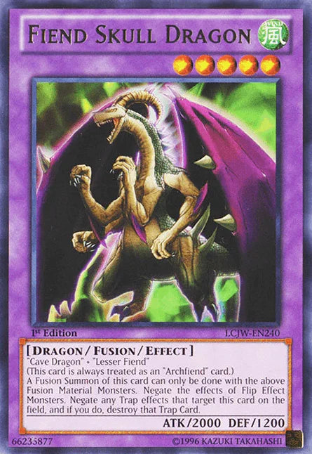 1st Edition, Dragon, Fusion/Effect Monster, Legendary Collection 4: Joey's World, Rare, Wind Fiend Skull Dragon [LCJW-EN240] Rare - Trading Card World
