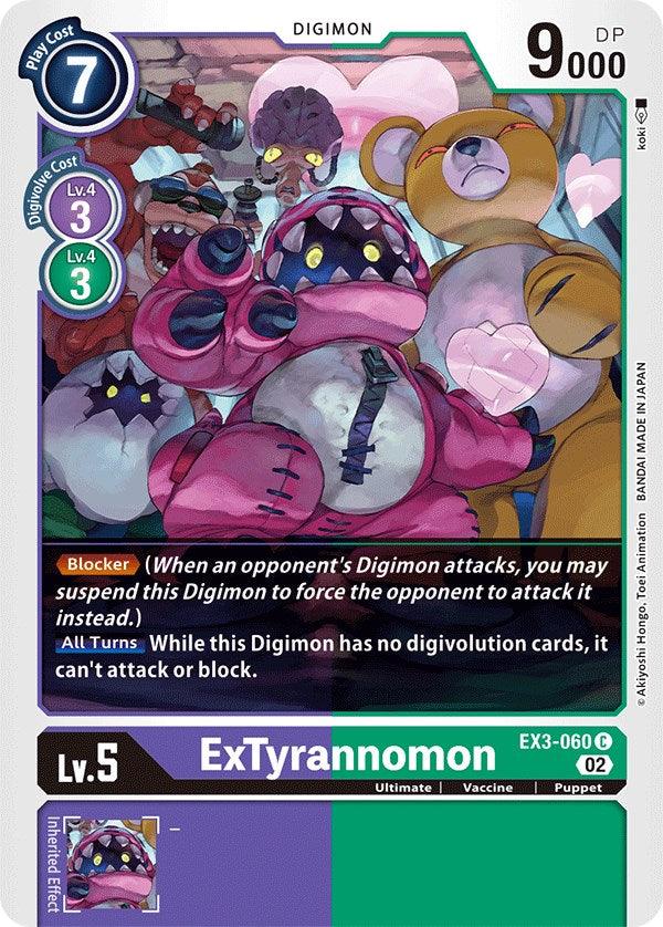 Common, Digimon, Draconic Roar, EX3-060, Green;Purple, Puppet, Ultimate, Vaccine ExTyrannomon [EX3-060] [Draconic Roar] - Trading Card World