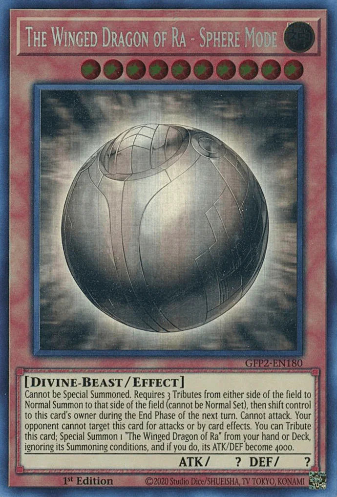 1st Edition, Divine-Beast, Effect Monster, Ghost Rare, Ghosts From the Past: The 2nd Haunting, Light The Winged Dragon of Ra - Sphere Mode [GFP2-EN180] Ghost Rare - Trading Card World