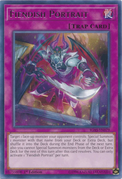 1st Edition, Ignition Assault, Normal Trap, Rare, Trap, Unlimited Fiendish Portrait [IGAS-EN079] Rare - Trading Card World