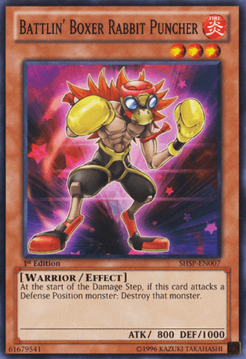 1st Edition, Common, Effect Monster, Fire, Shadow Specters, Unlimited, Warrior Battlin' Boxer Rabbit Puncher [SHSP-EN007] Common - Trading Card World