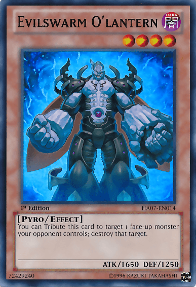 1st Edition, Dark, Effect Monster, Hidden Arsenal 7: Knight of Stars, Pyro, Super Rare, Unlimited Evilswarm O'lantern [HA07-EN014] Super Rare - Trading Card World