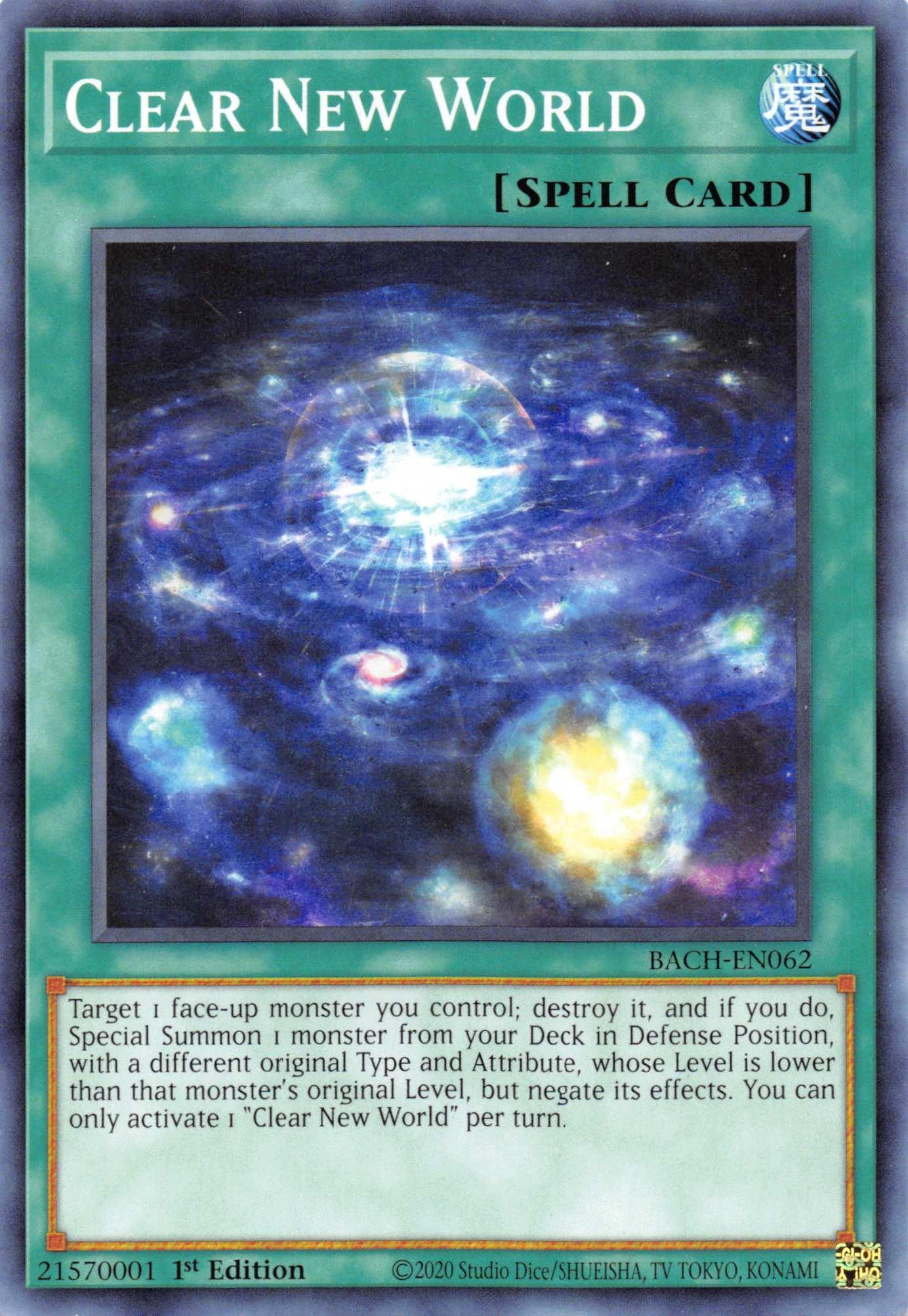1st Edition, Battle of Chaos, Common, Normal Spell, Spell Clear New World [BACH-EN062] Common - Trading Card World