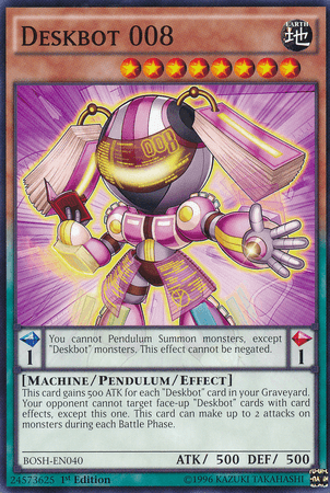 1st Edition, Breakers of Shadow, Common, Earth, Machine, Pendulum/Effect Monster, Unlimited Deskbot 008 [BOSH-EN040] Common - Trading Card World
