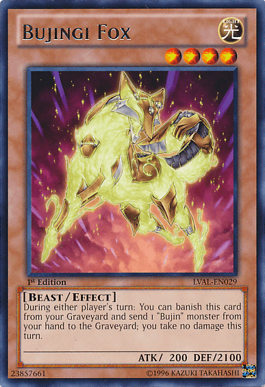 1st Edition, Beast, Effect Monster, Legacy of the Valiant, Light, Rare, Unlimited Bujingi Fox [LVAL-EN029] Rare - Trading Card World