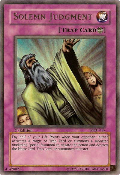 1st Edition, Counter Trap, Metal Raiders, Trap, Ultra Rare, Unlimited Solemn Judgment [MRD-127] Ultra Rare - Trading Card World