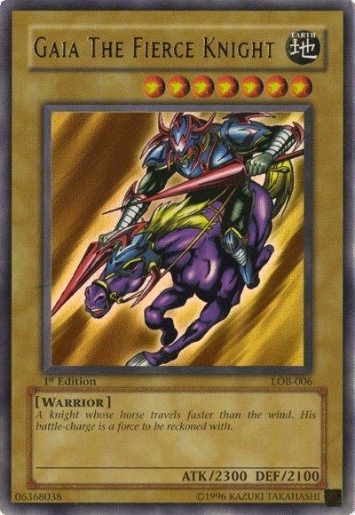 1st Edition, Earth, Normal Monster, The Legend of Blue Eyes White Dragon, Ultra Rare, Unlimited, Warrior Gaia The Fierce Knight [LOB-006] Ultra Rare - Trading Card World